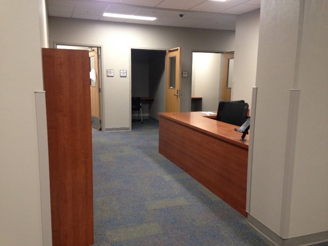 Disability Resource Center expansion - front desk to the testing area