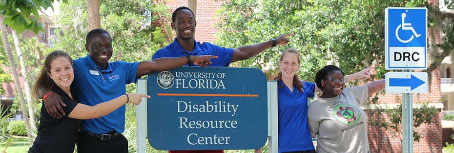 Students and staff point the way to the Disability Resource Center