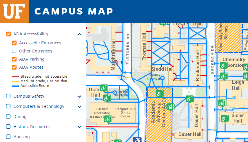 map of university of florida Getting Around Accessibility At Uf map of university of florida