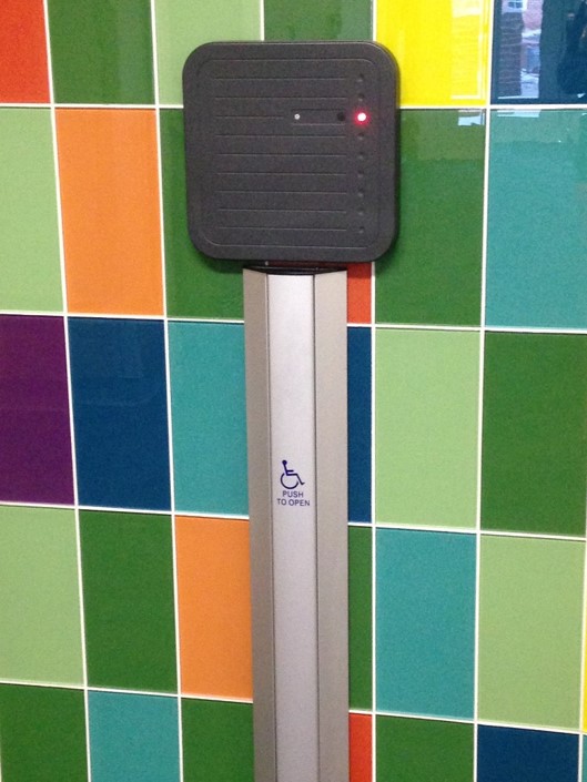 Card Reader/Bang Bar – located at nearly all points of entrance, doors will open automatically when card is swiped